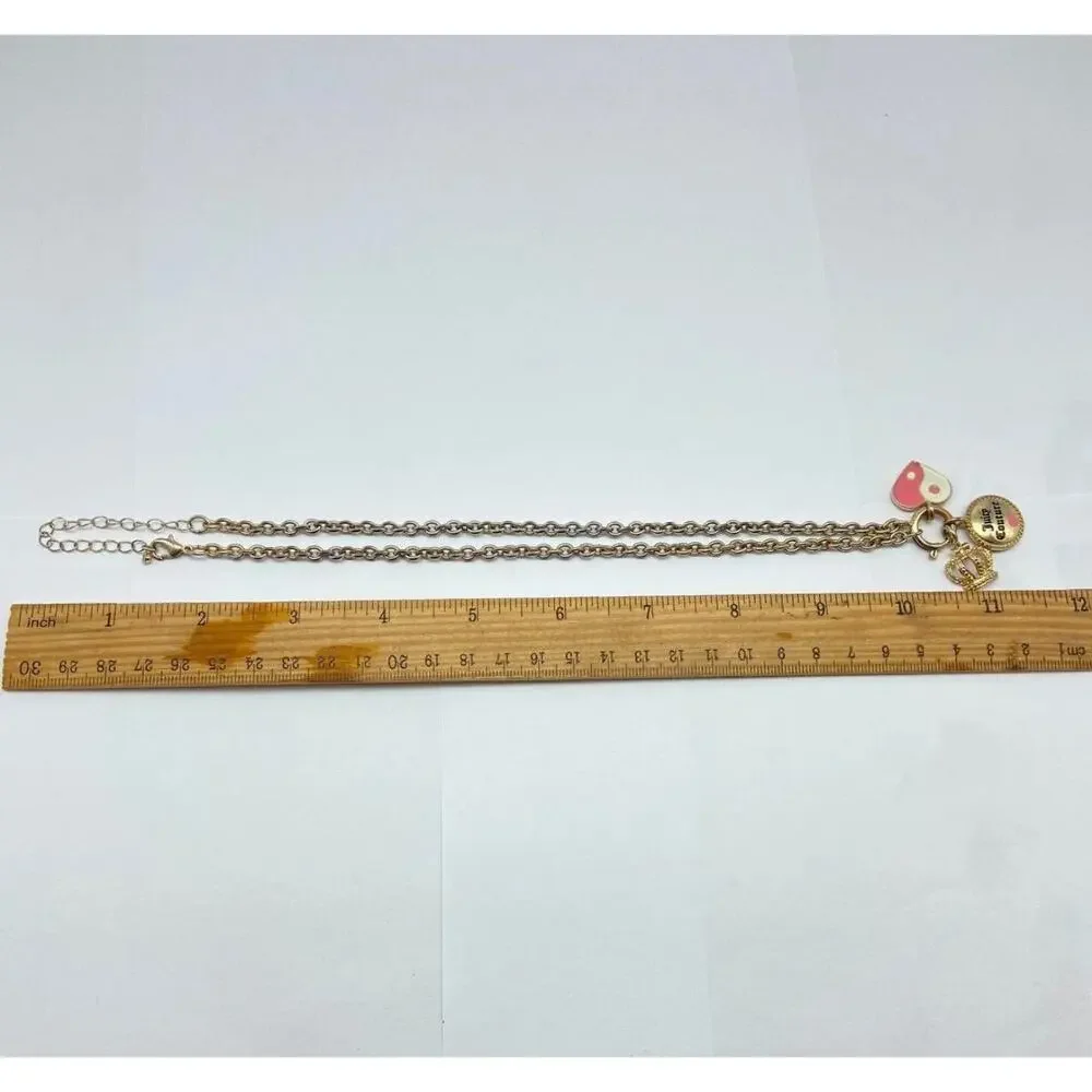 Vintage Juicy Couture Silver Gold Tone Enamel Rolo Chain Charm 19